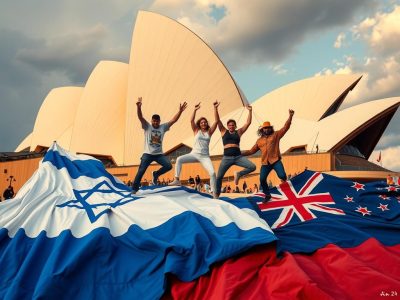 Trampling the flags of the colonizers at the Opera House