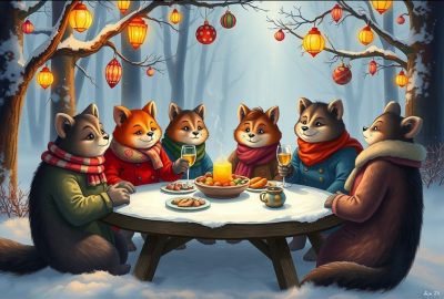 Furry Christmas in the snow